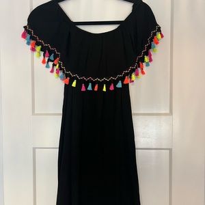 Fun Black flowy dress with tassels like new